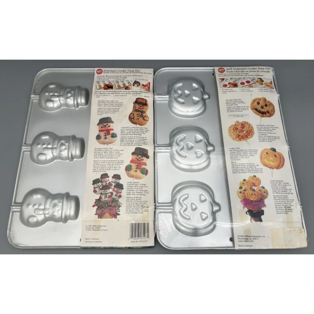 Vintage‎ Wilton Snowman & Pumpkin Cookie Pan Christmas & Halloween Baking NOS
